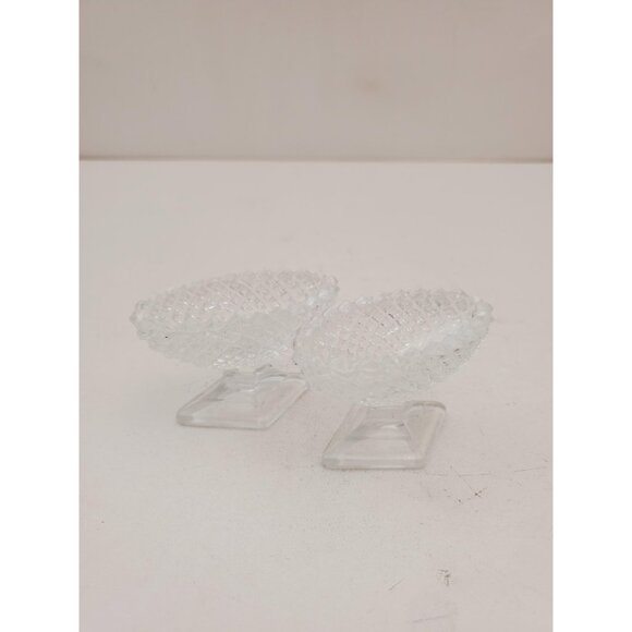 Oval pedestal open salt dips English hobnail pattern - Picture 2 of 10